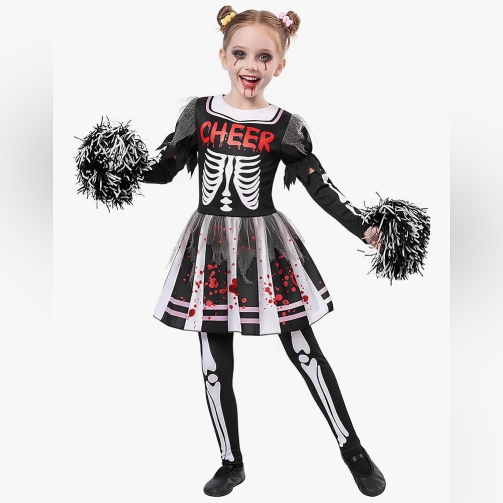New Zombie Cheerleader Kids Costume